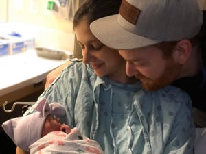 David 97 and Stacey Abeles with baby Naomi Emma